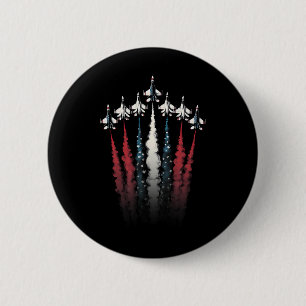 Bóton Redondo 5.08cm Avião-Jet, Bandeira Americana, 4 De Julho De Pat