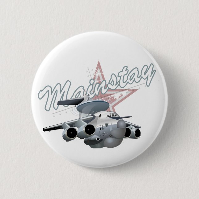 Bóton Redondo 5.08cm Avião militar de animação (Frente)