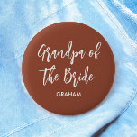 Bóton Redondo 5.08cm Avô da Noiva Botão de Casamento em Terracota<br><div class="desc">Avô da Noiva Botão de Casamento em Terracota Marrom e Branco,  Bom para Casamentos,  Festa de Noiva,  Jantar de Ensaios. Confira mais produtos com este design na coleção abaixo.</div>