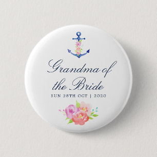 Bóton Redondo 5.08cm Avó da Noiva Casamento Floral Náutico