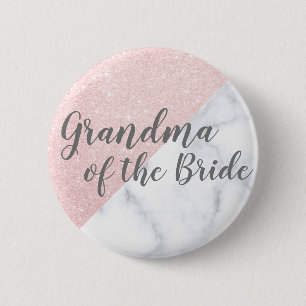 Bóton Redondo 5.08cm Avó de ouro de mármore e rosa da noiva