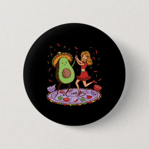 Bóton Redondo 5.08cm Avocado Dançando Salsa Cinco De Mayo Mexicano Avoc