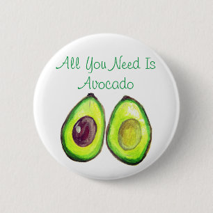 Bóton Redondo 5.08cm Avocado Humor Text Botão de Fruta Saudável Comida
