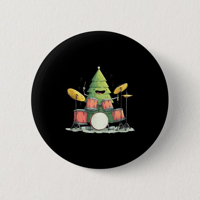 Bóton Redondo 5.08cm Awesome Xmas Tree With Drums For Rocking Christmas (Frente)