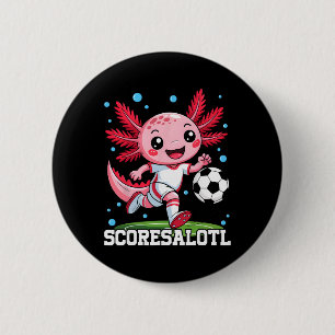 Bóton Redondo 5.08cm Axolote de futebol fofo, placar engraçado, Axolote