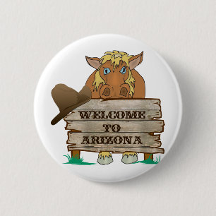 Bóton Redondo 5.08cm AZ- Bem-vindo ao Cavalo de Arizona