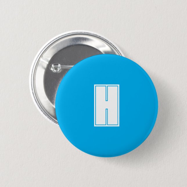 Bóton Redondo 5.08cm Azul brilhante inicial branco a frio (Frente & Verso)