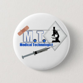 Bóton Redondo 5.08cm AZUL da TA com MICROSCÓPIO - LABORATÓRIO MÉDICO do