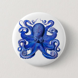 Bóton Redondo 5.08cm Azul Octopus Haeckel