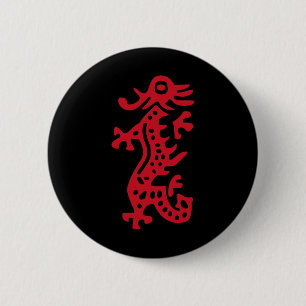 Bóton Redondo 5.08cm Azulejo do Dragão Vermelho Mah Jong Chinês Mahjong