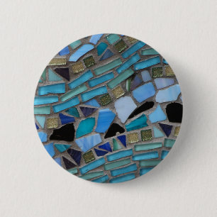 Bóton Redondo 5.08cm Azulejos do mosaico de azul e verde