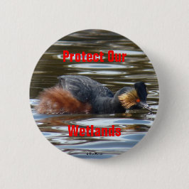 Bóton Redondo 5.08cm B8 Eared Grebe Cortejando