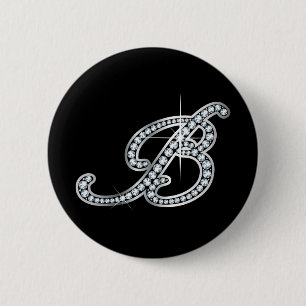 Bóton Redondo 5.08cm B script "Diamond Bling"