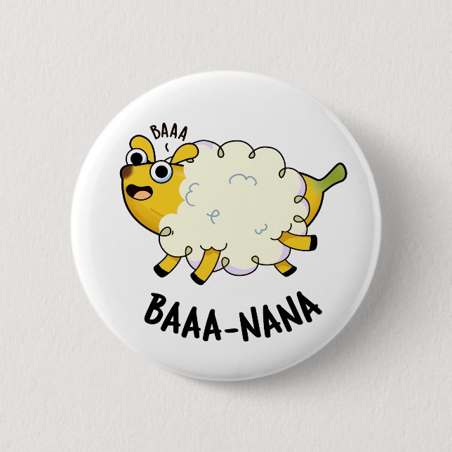 Bóton Redondo 5.08cm Baa-nana Banana Engraçado Pun Ovelha (Frente)