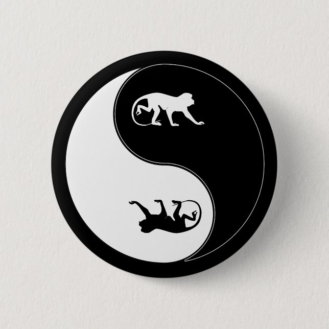 Bóton Redondo 5.08cm Babuíno de Yin Yang (Frente)
