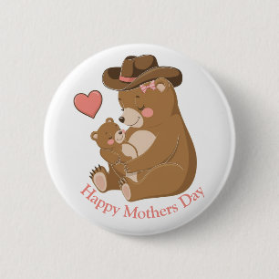 Bóton Redondo 5.08cm Baby Bear Happy Dia de as mães