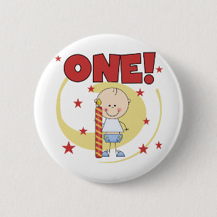 Bóton Redondo 5.08cm Baby Boy é um primeiro aniversario de Camisetas e