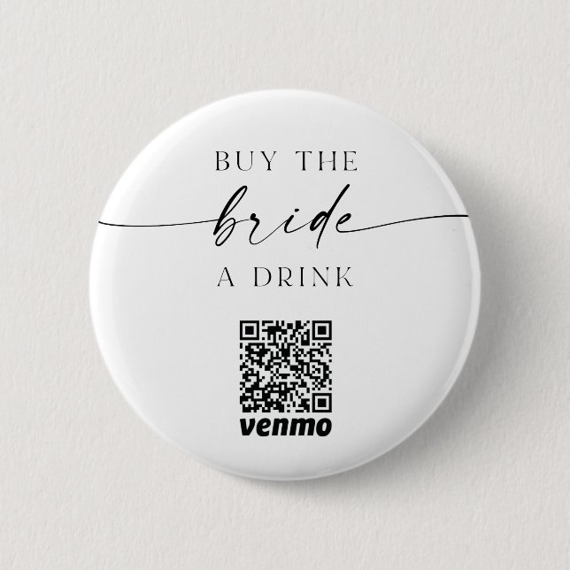 Bóton Redondo 5.08cm Bachelorette QR Code Comprar O botão Bride A Drink (Frente)