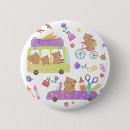 Bóton Redondo 5.08cm Back to School: Teddy's Ready for School