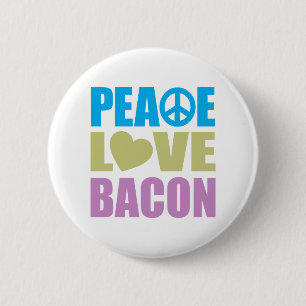 Bóton Redondo 5.08cm Bacon do amor da paz