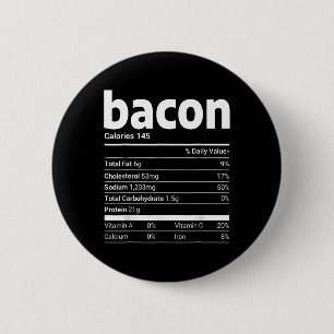 Bóton Redondo 5.08cm Bacon Nutrição Fatos Familiares Correspondentes ao