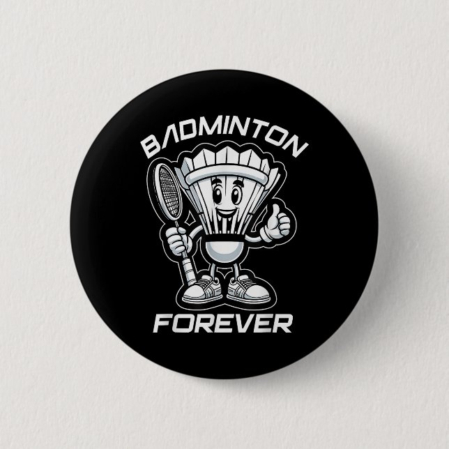 Bóton Redondo 5.08cm Badminton Forever Cartoon Shuttle E Racket Graph (Frente)