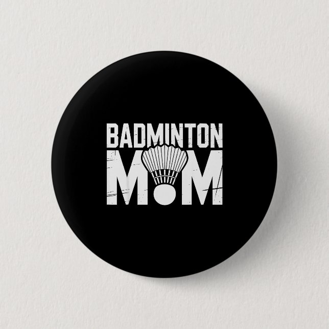 Bóton Redondo 5.08cm Badminton Mom Retro Women Badminton Lover Mommy Mo (Frente)