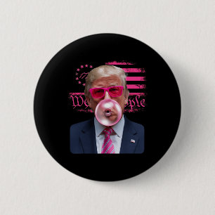 Bóton Redondo 5.08cm Bala de Goma Trump Rosa 4 de Julho Bandeira Americ