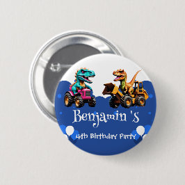 Bóton Redondo 5.08cm Balão de trator escavador de dinossauro bonito Ani