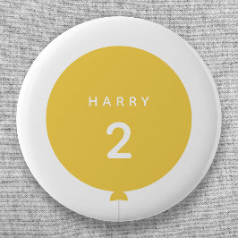 Bóton Redondo 5.08cm Balão Moderno | Festa de aniversário amarela