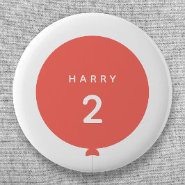 Bóton Redondo 5.08cm Balão Moderno | Idade da Festa de aniversário rosa