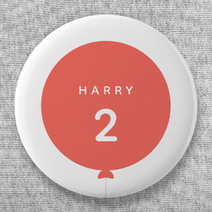 Bóton Redondo 5.08cm Balão Moderno   Idade da Festa de aniversário rosa