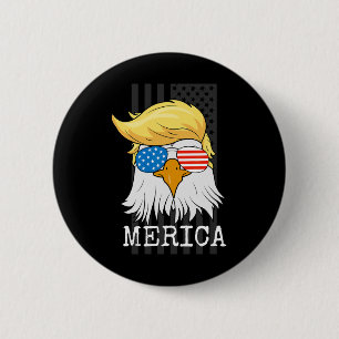 Bóton Redondo 5.08cm Bald Eagle 4 De Julho Trump American Flag Funny
