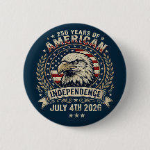 Bald Eagle Emblem 250 Years of America Blue Button