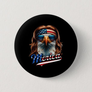 Bóton Redondo 5.08cm Bald Eagle Merica 4 de julho Eagle Mullet Funny