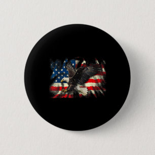 Bóton Redondo 5.08cm Bald Eagle Vintage - Bandeira Americana Patriótica