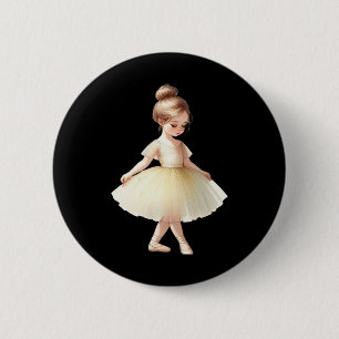 Bóton Redondo 5.08cm Balé Amarelo Ballerina Rapariga Aquarela