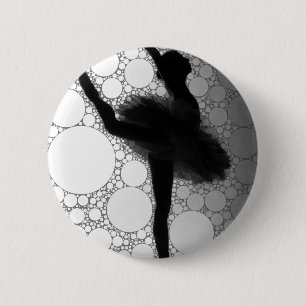 Bóton Redondo 5.08cm Balé Black White Dancing Ballerina