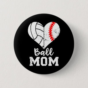 Bóton Redondo 5.08cm Ball Mãe Coração Engraçado Baseball Voleibol Mãe