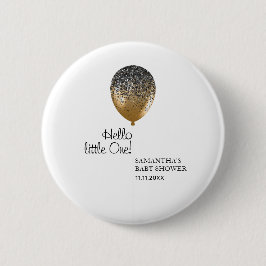 Bóton Redondo 5.08cm Baloão Dourado de Chá de Bebê Elegante