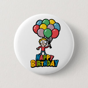 Bóton Redondo 5.08cm Balões de Aniversário