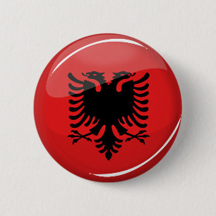 Bóton Redondo 5.08cm Bandeira albanesa redonda lustrosa