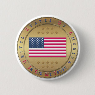 Bóton Redondo 5.08cm Bandeira americana