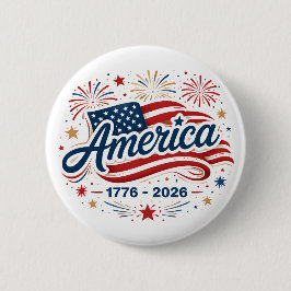 Bóton Redondo 5.08cm Bandeira Americana 1776 2026 Fogos de Artifício Es