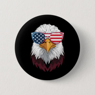 Bóton Redondo 5.08cm Bandeira Americana Águia Patriótica 4 de Julho
