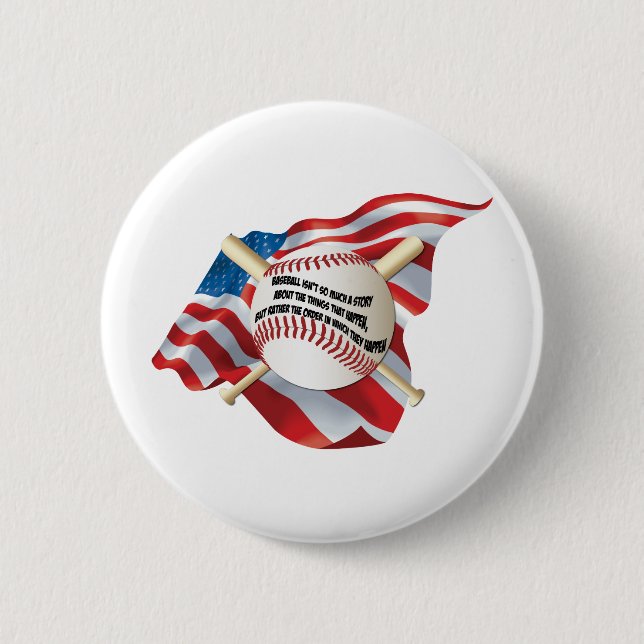 Bóton Redondo 5.08cm Bandeira Americana Baseball (Frente)