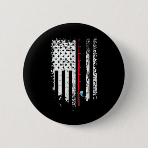 Bóton Redondo 5.08cm Bandeira Americana Com Cana De Pesca - Pescador Pa