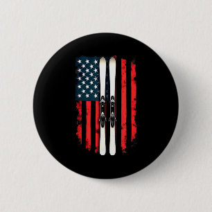 Bóton Redondo 5.08cm bandeira americana esqui alpino esquiador bandeira