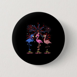 Bóton Redondo 5.08cm Bandeira Americana Flamingo Para 4 De Julho