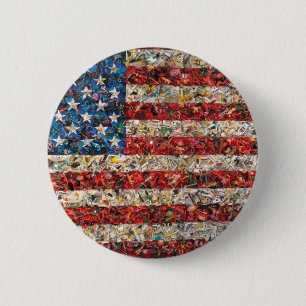 Bóton Redondo 5.08cm bandeira americana grunge
